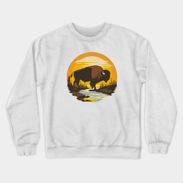 Yellowstone Bison Herd Crewneck Sweatshirt by Wintrly